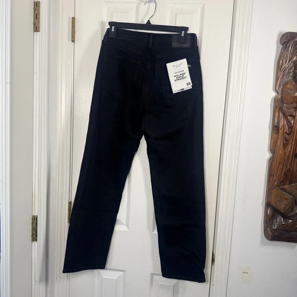 Rag & Bone Harlow Jewel Mid-Rise Ankle Jeans Black 25 - Picture 10 of 11